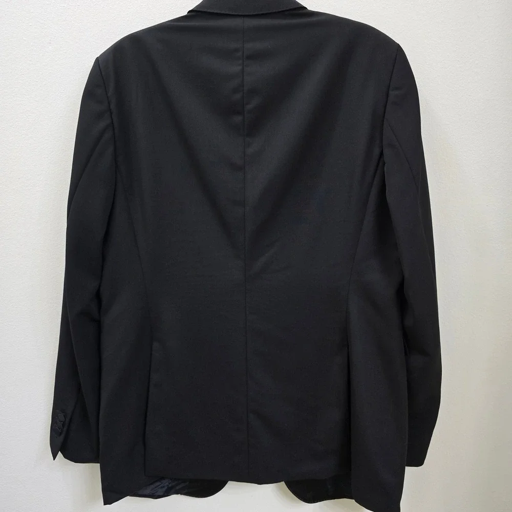 Burberry Prorsum Mens Black Virgin Wool Satin Peak Lapel Tuxedo Blazer Jacket 54